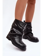 Zateplené dámské kotníkové boty s řaseným horním lemem černé Gracine