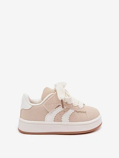 Detské športové tenisky na suchý zips z umelej kože Beige Zoya