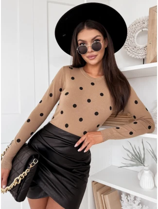 Dámsky sveter Athena camel FashionStreet MY2053 Dámsky sveter Athena camel FashionStreet MY2053