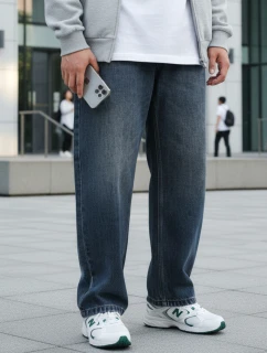 Pánske baggy džínsy navy blue FashionStreet UX4480