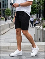 Pánske teplákové šortky so sťahovacími šnúrkami, čierne, FashionStreet SX2640 Pánske teplákové šortky so sťahovacími šnúrkami, čierne, FashionStreet SX2640