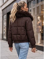 Krátka dámska zimná prešívaná bunda, hnedá, FashionStreet TY6040 Krátka dámska zimná prešívaná bunda, hnedá, FashionStreet TY6040