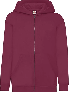 Fruit of the Loom Classic Kids Sweat Jacket Detská mikina s kapucňou 16.2045 bordová