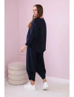 Bavlnená mikina nohavice set navy