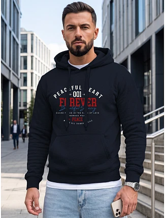 Pánska mikina s kapucňou a vreckom na hrudi s potlačou, tmavomodrá, FashionStreet NX5150BX Pánska mikina s kapucňou a vreckom na hrudi s potlačou, tmavomodrá, FashionStreet NX5150BX