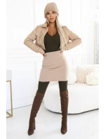 619-2 Pohodlný a elegantný dámsky rebrovaný overal s výstrihom - khaki 619-2 Pohodlný a elegantný dámsky rebrovaný overal s výstrihom - khaki
