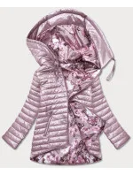 Obojstranná dámska kvetovaná bunda v púdrovo ružovej farbe (PC-7509-52)