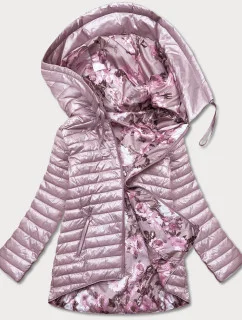Obojstranná dámska kvetovaná bunda v púdrovo ružovej farbe (PC-7509-52)