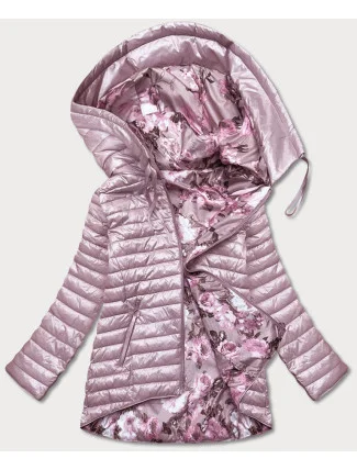 Obojstranná dámska kvetovaná bunda v púdrovo ružovej farbe (PC-7509-52)