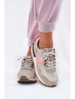 Zamszowe Sneakersy Damskie Big Star RR274243 HI-POLY SYSTEM Szaro-Różowe