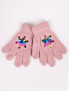 Dievčenské päťprsté rukavice Yoclub s hologramom RED-0068G-AA50-001 Pink