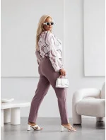 Elegantné dámske nohavice nadrozmernej veľkosti Cappuccino (728)