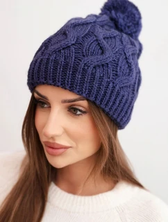 Dámska zimná vlnená čiapka s hrubým pleteným vzorom K458 fialová