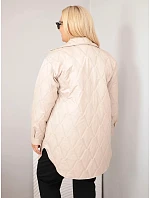 Dámska prešívaná bunda Plus Size s golierom a vreckami, tmavo béžová