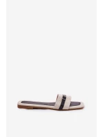 Płaskie Klapki Damskie Z Paskiem I Sprzączką Beżowo-Czarne Zilina