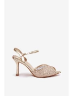 Dámské sandály na jehlovém podpatku s zlatým zdobením Peloria