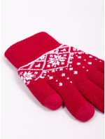 Yoclub Dievčenské päťprsté rukavice s dotykovým displejom RED-0019G-AA5C-003 Red