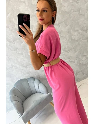 Kombinéza s ozdobným pásom svetlo ružová