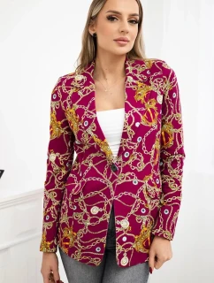 Bavlnená bunda s potlačou a gombíkom tmavo fialová