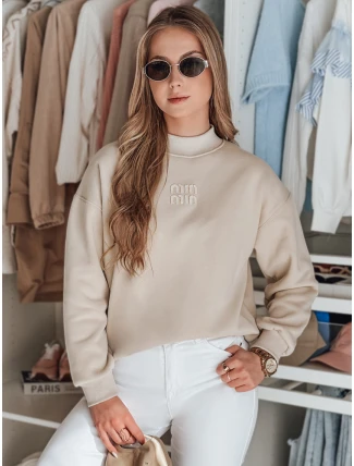 Dámska nadrozmerná mikina s aplikáciou LOVASON béžová FashionStreet BY1420 Dámska nadrozmerná mikina s aplikáciou LOVASON béžová FashionStreet BY1420