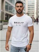 Pánske tričko s veľkým nápisom, bavlnené, biele, FashionStreet NX5137R Pánske tričko s veľkým nápisom, bavlnené, biele, FashionStreet NX5137R