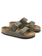 Dámske/pánske žabky Birkenstock Arizona Soft Footbed Oiled Leather Narrow Faded Khaki (1019377)