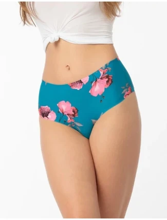 Dámske brazílske nohavičky Wild Rose Brasil Maxi Petrol so vzorom - Julimex