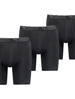 Puma Pánske dlhé 3-pakové čierne pohodlné boxerky