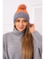 Dámska čiapka s brmbolcom Abigail K326 sivá+neon orange