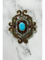 Brošňa XZ459-107 zlato + modrá