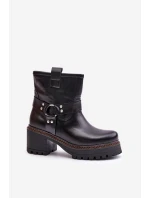 Damskie Skórzane Botki Na Zamek Lewski 3435 Czarne