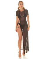 Dámske sexi plážové šaty zo sieťoviny s XXL rozparkom 210221 black - Koucla Dámske sexi plážové šaty zo sieťoviny s XXL rozparkom 210221 black - Koucla