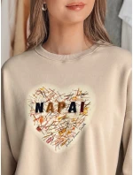 Dámska nadrozmerná mikina so srdcom SERDUCHOVA béžová FashionStreet BY1442