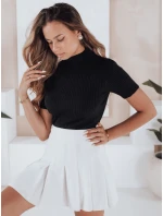 Dámsky rebrovaný sveter s krátkym rukávom GIRLGLORY black FashionStreet MY2552