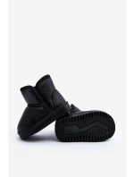 Eko Skórzane Śniegowce Dziecięce Czarne Husalta