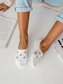 Skarpetki Microstopki Damskie Bawełniane Małe Wiśnie Białe