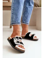 Dámske papuče s prackami a kožušinou Black Ezilena