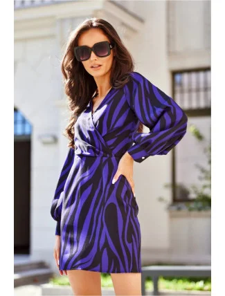 Denné šaty SUK301-B31 fialovo-čierne - Roco Fashion