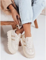 Dámske tenisky s kožušinou na platforme béžovej farby FashionStreet ZY1081