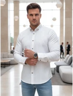 Pánska biela vzorovaná košeľa slim fit FashionStreet DX2693