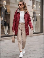 Dámska prešívaná prechodná bunda s kapucňou, bordová, FashionStreet TY5771 Dámska prešívaná prechodná bunda s kapucňou, bordová, FashionStreet TY5771