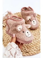 Kapcie Dziecięce Ocieplane Z Misiem Różowe Eberra