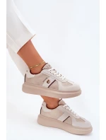 Skórzane Damskie Sneakersy Na Platformie Daniel Lopez Just Dare SS2D4003 Beżowe