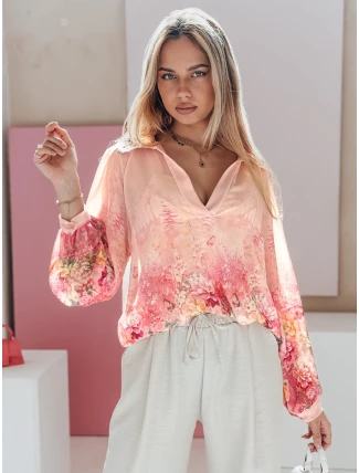 Dámske kvetinové oversize tričko FLOWERS pink FashionStreet DY0470
