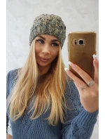 Fleecová čiapka Roksana K209 denim+yellow