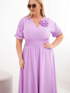 Dámske šaty Plus Size s výstrihom do V a opaskom v páse svetlo fialová