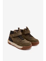 Dětské turistické boty na suchý zip tmavě zelené Pavisse