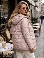 Dámska prešívaná bunda s kapucňou, ružová, FashionStreet TY5804 Dámska prešívaná bunda s kapucňou, ružová, FashionStreet TY5804