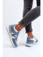 Jeansowe Sneakersy Damskie Z Eko Skóry Niebieskie Kaimans