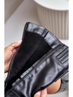 Ocieplnae Kozaki Na Słupku Eko Skórzane Do Połowy Łydki Czarne Ellithira